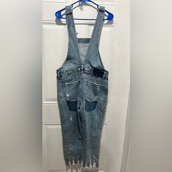 ONE X ONETEASPOON Hooligan Distressed Cropped Denim overalls size 25 - Picture 5 of 8